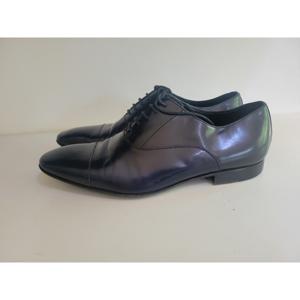 Armani Collezioni Mens Navy Blue Leather Cap Toe Oxford Dress Shoes Sz 7